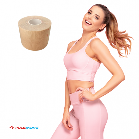 PULSMOVE Taśmy Kinezjologiczne Taśma do kinesiotapingu 5cmx5m Beżowa - zdjęcie produktu