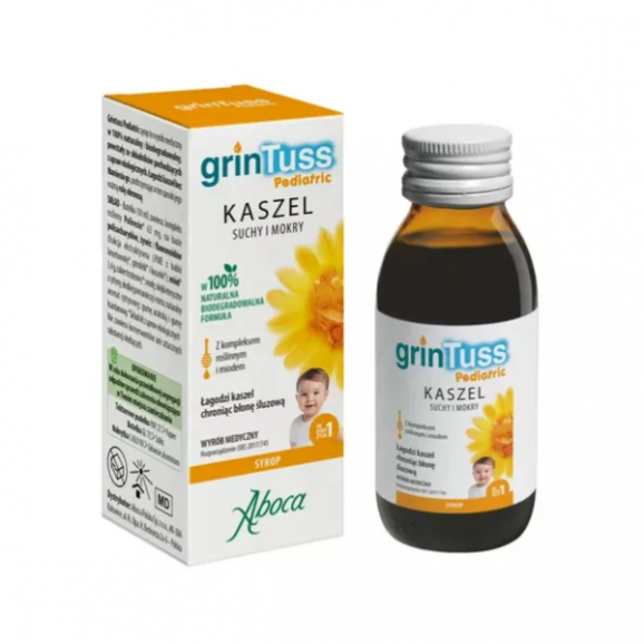 GrinTuss Pediatric, syrop na kaszel suchy i mokry, 180 g GrinTuss Pediatric, syrop na kaszel suchy i mokry, 180 g - zdjęcie produktu