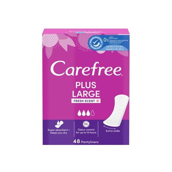 Carefree Plus Large Fresh, wkładki higieniczne, 48 szt. Carefree Plus Large Fresh, wkładki higieniczne, 48 szt. - zdjęcie produktu