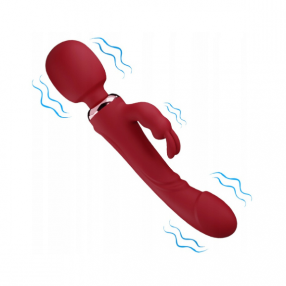 Wibrator Czerwony Króliczek 3w1 Stymulator Punktu G. Dwustronny Masażer, Damski, 1 szt. - zdjęcie produktu