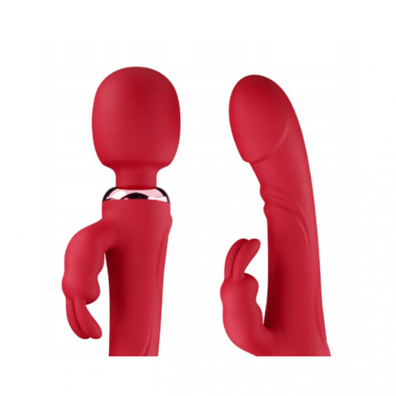 Wibrator Czerwony Króliczek 3w1 Stymulator Punktu G. Dwustronny Masażer, Damski, 1 szt. - zdjęcie produktu