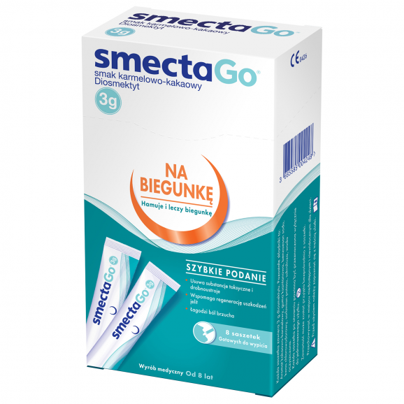 SmectaGo, proszek w saszetkach, smak karmelowo-kakaowy, 3 g, 8 szt. - zdjęcie produktu