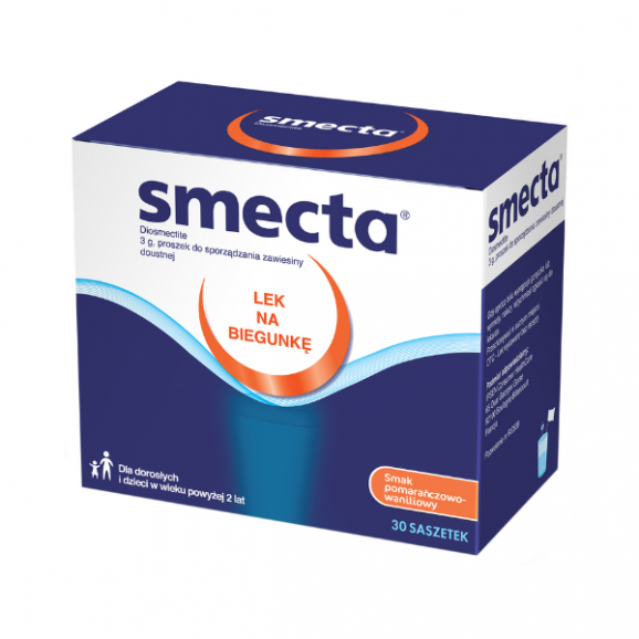 Smecta, proszek w saszetkach, smak pomarańczowo-waniliowy, 3 g, 30 szt. Smecta, proszek w saszetkach, smak pomarańczowo-waniliowy, 3 g, 30 szt. - zdjęcie produktu