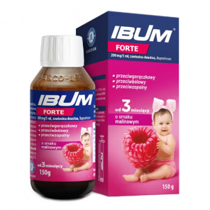 Ibum Forte, 200 mg/5 ml, zawiesina doustna o smaku malinowym, 150 g - zdjęcie produktu