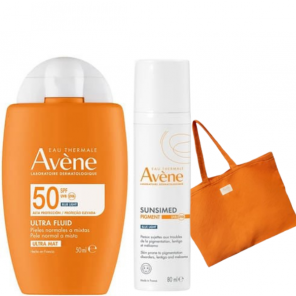 Zestaw Avene Sunsimed Pigment SPF 50+ & Ultra Fluid SPF 50+ + Torba Avene GRATIS – Ochrona Przeciwsłoneczna, Zapobieganie Prz - zdjęcie produktu