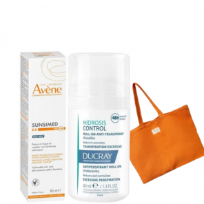 Zestaw Ducray Hidrosis Control Antyperspirant 40ml + Avene Sunsimed KA SPF 50+ 80ml + Torba GRATIS Ochrona przed potem i UV Zest - zdjęcie produktu