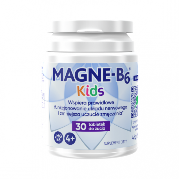 Magne-B6 Kids, od 4 lat, smak arbuzowy, tabletki do żucia, 30 szt. Magne-B6 Kids, od 4 lat, smak arbuzowy, tabletki do żucia, 30 szt. - zdjęcie produktu