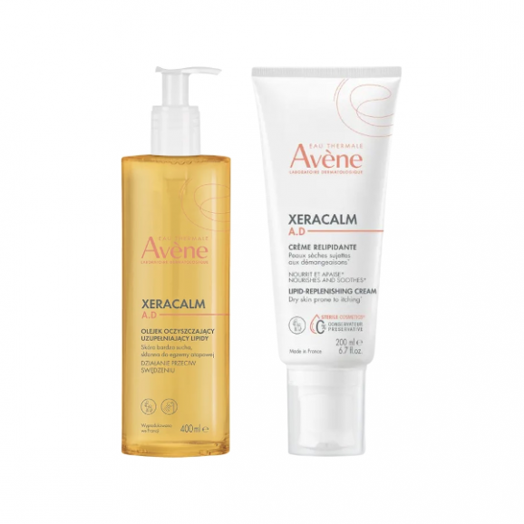Zestaw Avene Eau Thermale XeraCalm A.D, olejek, 400ml + Avene Eau Thermale XeraCalm A.D, krem, 200ml Zestaw Avene Eau Thermale XeraCalm A.D, olejek, 400ml + Avene Eau Thermale XeraCalm A.D, krem, 200ml - zdjęcie produktu