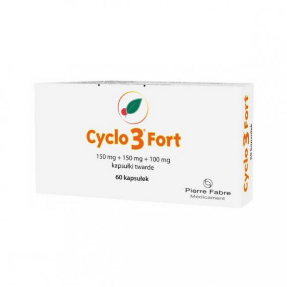 Cyclo 3 Fort, 150 mg+150 mg+100 mg, kapsułki twarde, 60 szt. Cyclo 3 Fort, 150 mg+150 mg+100 mg, kapsułki twarde, 60 szt. - zdjęcie produktu