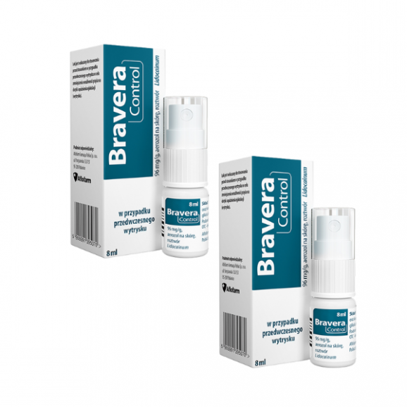 Bravera Control, 96 mg/g, aerozol na skórę opóźniający wytrysk, 2 x 8 ml Bravera Control, 96 mg/g, aerozol na skórę opóźniający wytrysk, 2 x 8 ml - zdjęcie produktu