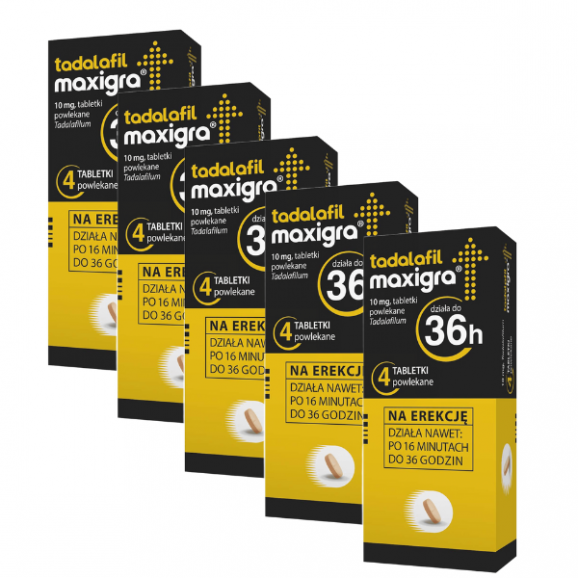 Tadalafil Maxigra, 10 mg, tabletki powlekane, 5 x 4 szt. Tadalafil Maxigra, 10 mg, tabletki powlekane, 5 x 4 szt. - zdjęcie produktu