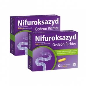 Nifuroksazyd Gedeon Richter, 200 mg, kapsułki twarde, 2 x 12 szt. - zdjęcie produktu
