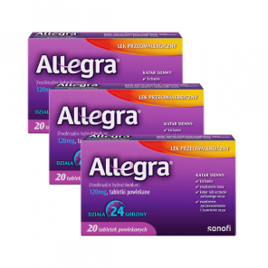 Allegra 120 mg, tabletki, 3 x 20 szt. - zdjęcie produktu