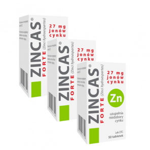 Zincas forte, 27 mg jonów cynku, tabletki, 3 x 50 szt. - zdjęcie produktu
