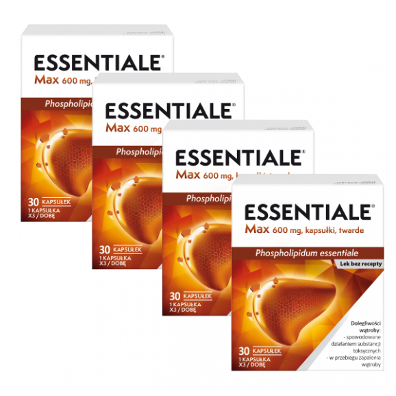 Essentiale Max, 600 mg, kapsułki twarde, 4 x 30 szt. Essentiale Max, 600 mg, kapsułki twarde, 4 x 30 szt. - zdjęcie produktu