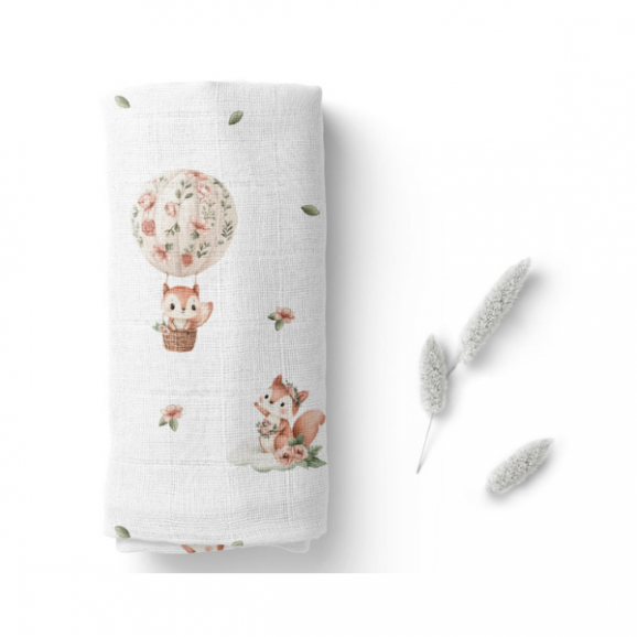 Bocioland, pieluszka bambusowa 40 cm x 40 cm, Wiewiórki, 1 szt. - zdjęcie produktu