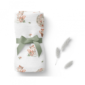 Bocioland, pieluszka bambusowa 110 cm x 110 cm, Wiewiórki, 1 szt. - zdjęcie produktu