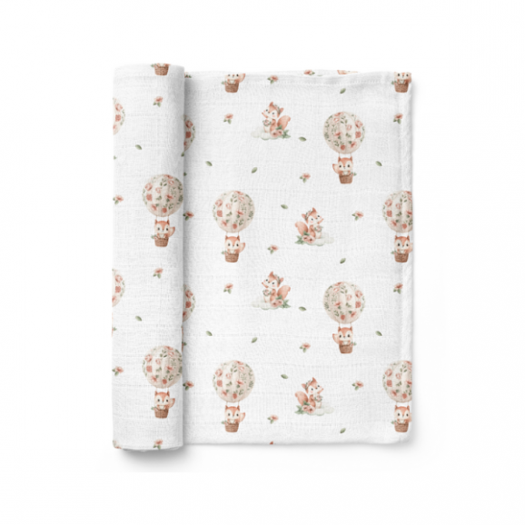 Bocioland, pieluszka bambusowa 110 cm x 110 cm, Wiewiórki, 1 szt. - zdjęcie produktu