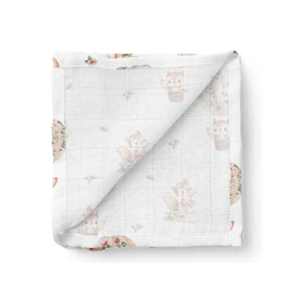 Bocioland, pieluszka bambusowa 110 cm x 110 cm, Wiewiórki, 1 szt. - zdjęcie produktu