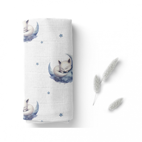 Bocioland, pieluszka bambusowa 40 cm x 40 cm, Śpiące liski, 1 szt. - zdjęcie produktu