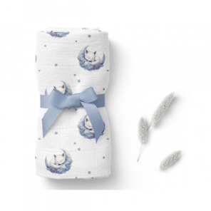 Bocioland, pieluszka bambusowa 75 cm x 75 cm, Śpiące liski, 1 szt. - zdjęcie produktu