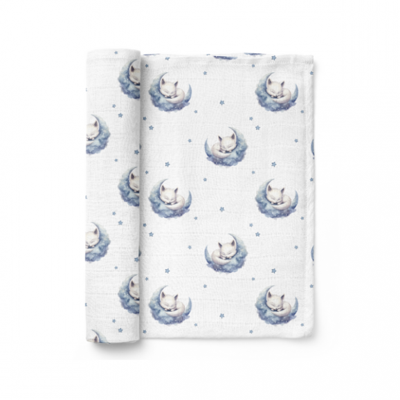 Bocioland, pieluszka bambusowa 75 cm x 75 cm, Śpiące liski, 1 szt. - zdjęcie produktu