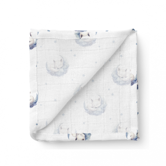 Bocioland, pieluszka bambusowa 75 cm x 75 cm, Śpiące liski, 1 szt. - zdjęcie produktu