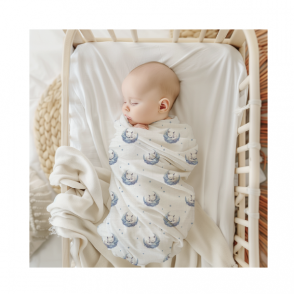 Bocioland, pieluszka bambusowa 110 cm x 110 cm, Śpiące liski, 1 szt. - zdjęcie produktu