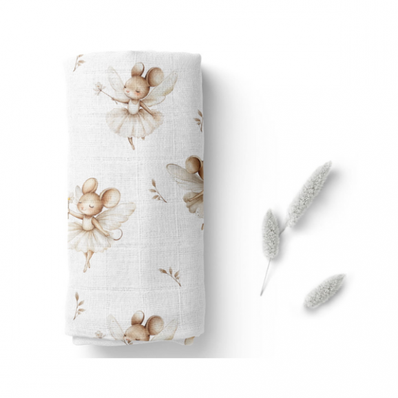 Bocioland, pieluszka bambusowa 40 cm x 40 cm, Myszki, 1 szt. - zdjęcie produktu