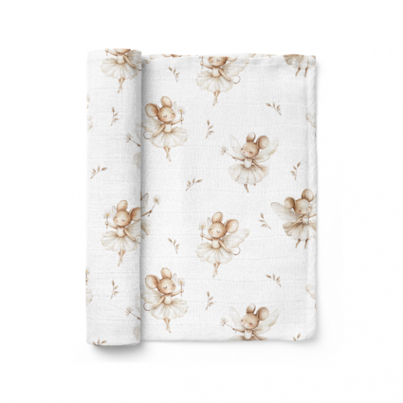 Bocioland, pieluszka bambusowa 110 cm x 110 cm, Myszki, 1 szt. - zdjęcie produktu