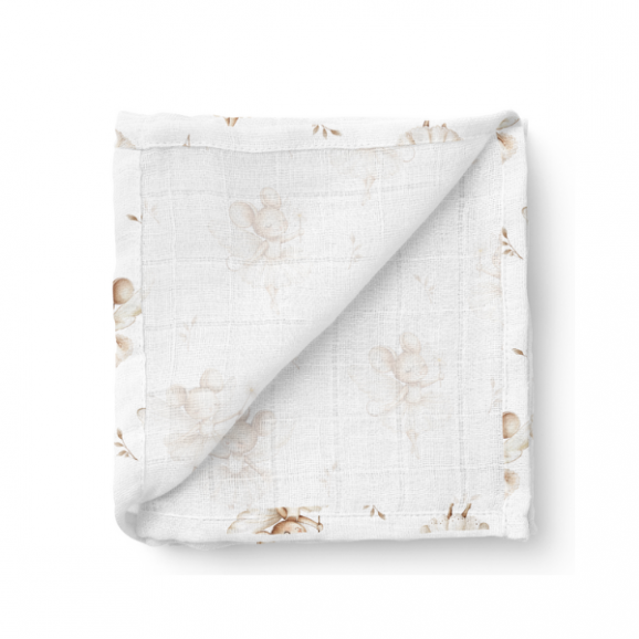 Bocioland, pieluszka bambusowa 110 cm x 110 cm, Myszki, 1 szt. - zdjęcie produktu