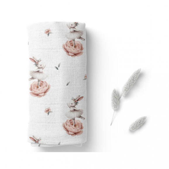 Bocioland, pieluszka bambusowa 40 cm x 40 cm, Króliczki, 1 szt. - zdjęcie produktu