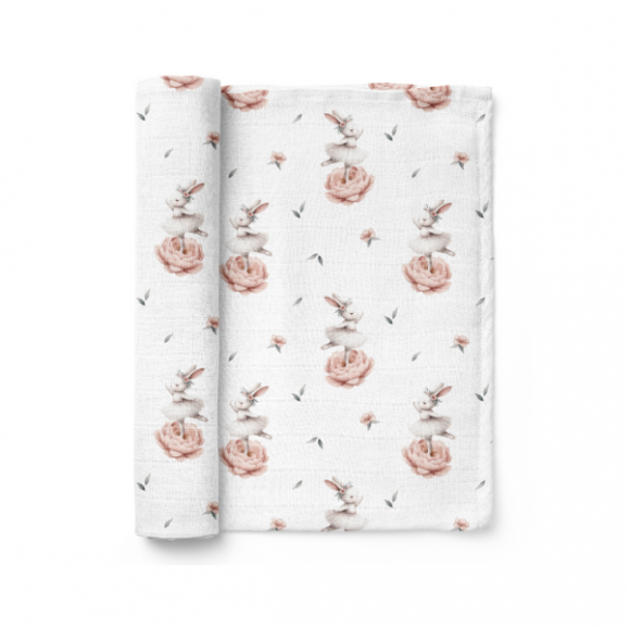 Bocioland, pieluszka bambusowa 75 cm x 75 cm, Króliczki, 1 szt. - zdjęcie produktu