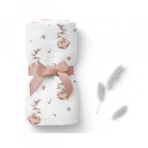 Bocioland, pieluszka bambusowa 110 cm x 110 cm, Króliczki, 1 szt. - zdjęcie produktu