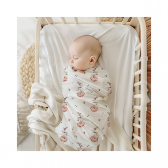 Bocioland, pieluszka bambusowa 110 cm x 110 cm, Króliczki, 1 szt. - zdjęcie produktu