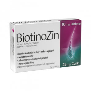 BiotinoZin 10 mg + 25 mg Zn2+, tabletki, 30 szt. - zdjęcie produktu