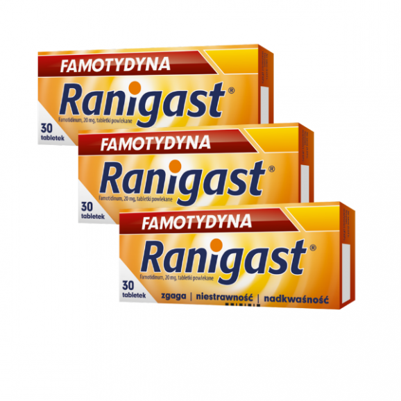 Famotydyna Ranigast, 20 mg, tabletki, 3 x 30 szt. Famotydyna Ranigast, 20 mg, tabletki, 3 x 30 szt. - zdjęcie produktu