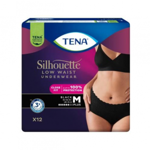 Tena Silhouette Lady Pants Plus, bielizna chłonna, Black, rozmiar M, 75-105 cm, 12 szt. - zdjęcie produktu