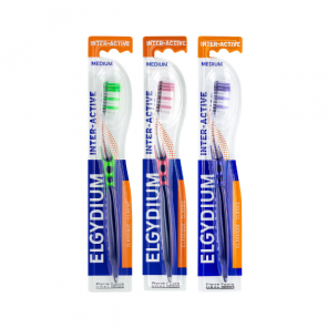 Elgydium Inter-Active, szczoteczka do zębów, Medium, 3 x 1 szt. - zdjęcie produktu