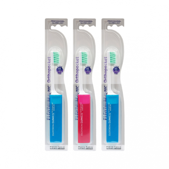 Elgydium Clinic Orthopocket, ortodontyczna szczoteczka do zębów, podróżna, 3 x 1 szt. Elgydium Clinic Orthopocket, ortodontyczna szczoteczka do zębów, podróżna, 3 x 1 szt. - zdjęcie produktu
