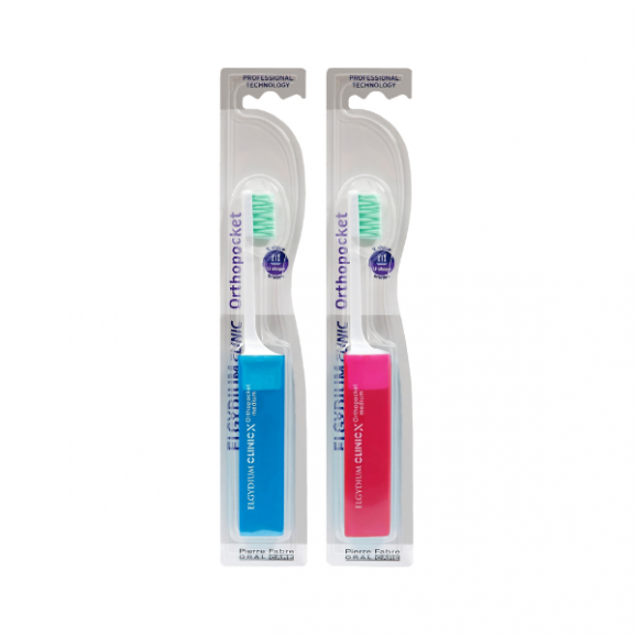 Elgydium Clinic Orthopocket, ortodontyczna szczoteczka do zębów, podróżna, 2 x 1 szt. Elgydium Clinic Orthopocket, ortodontyczna szczoteczka do zębów, podróżna, 2 x 1 szt. - zdjęcie produktu