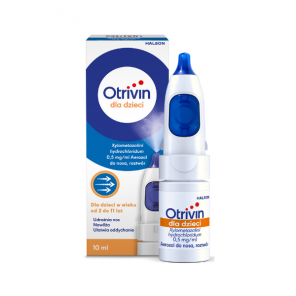 Otrivin dla dzieci 0,5 mg/ml, od 2 do 11 lat, aerozol do nosa, 10 ml - zdjęcie produktu