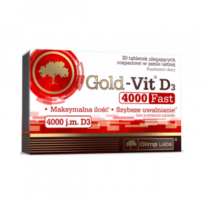 Olimp Gold-Vit D3 4000 j.m. Fast, smak jabłkowy, tabletki ulegające rozpadowi w jamie ustnej, 30 szt. - zdjęcie produktu