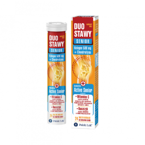 Duo Stawy Senior Kolagen 500 mg + Chondroityna, smak cytrynowy, tabletki musujące, 24 szt. - zdjęcie produktu