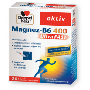 Doppelherz aktiv Magnez-B6 UltraFAST 400, granulki musujące w saszetkach, 20 szt. - zdjęcie produktu