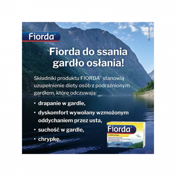 Fiorda, smak cytrynowy, pastylki do ssania, 30 szt. Fiorda, smak cytrynowy, pastylki do ssania, 30 szt. - zdjęcie produktu