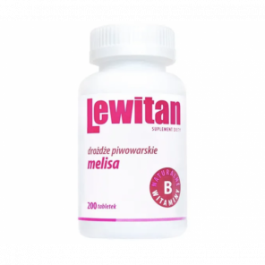 Lewitan Drożdże Piwowarskie + Melisa, tabletki, 200 szt. - zdjęcie produktu