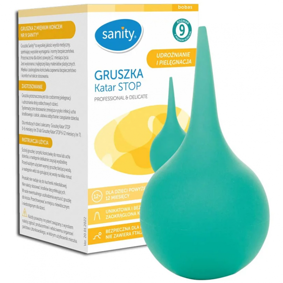Sanity Katar Stop, gruszka dla dzieci powyżej 12 miesiąca, nr 9, z miękkim końcem, 1 szt. - zdjęcie produktu