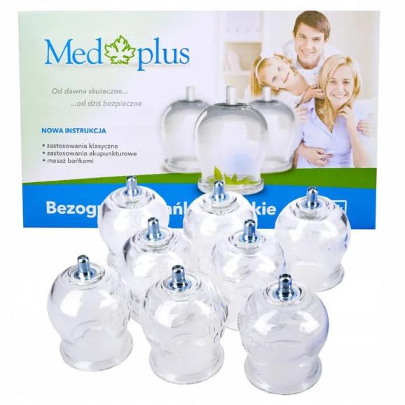 Med Plus, Bezogniowe bańki lekarskie, 8 sztuk + pompka - zdjęcie produktu
