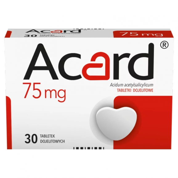 Acard, 75 mg, tabletki dojelitowe – 30 szt. Acard, 75 mg, tabletki dojelitowe – 30 szt. - zdjęcie produktu